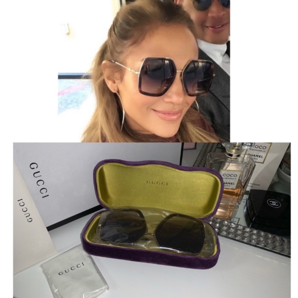 SOLD❌GUCCI WOMEN SQUARE OVERSIZE BLACK SUNGLASSES - Picture 7 of 10